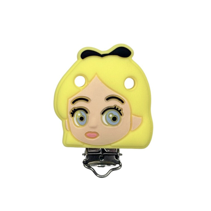clip in silicone alimentare per dentizione neonati alice 40x40mm